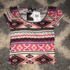 Tribal print stretch crop top